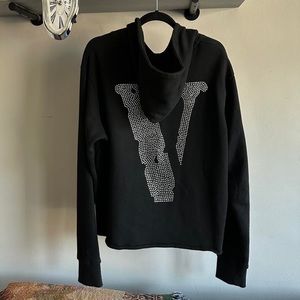 Vlone Rhinestone cropped style Hoodie